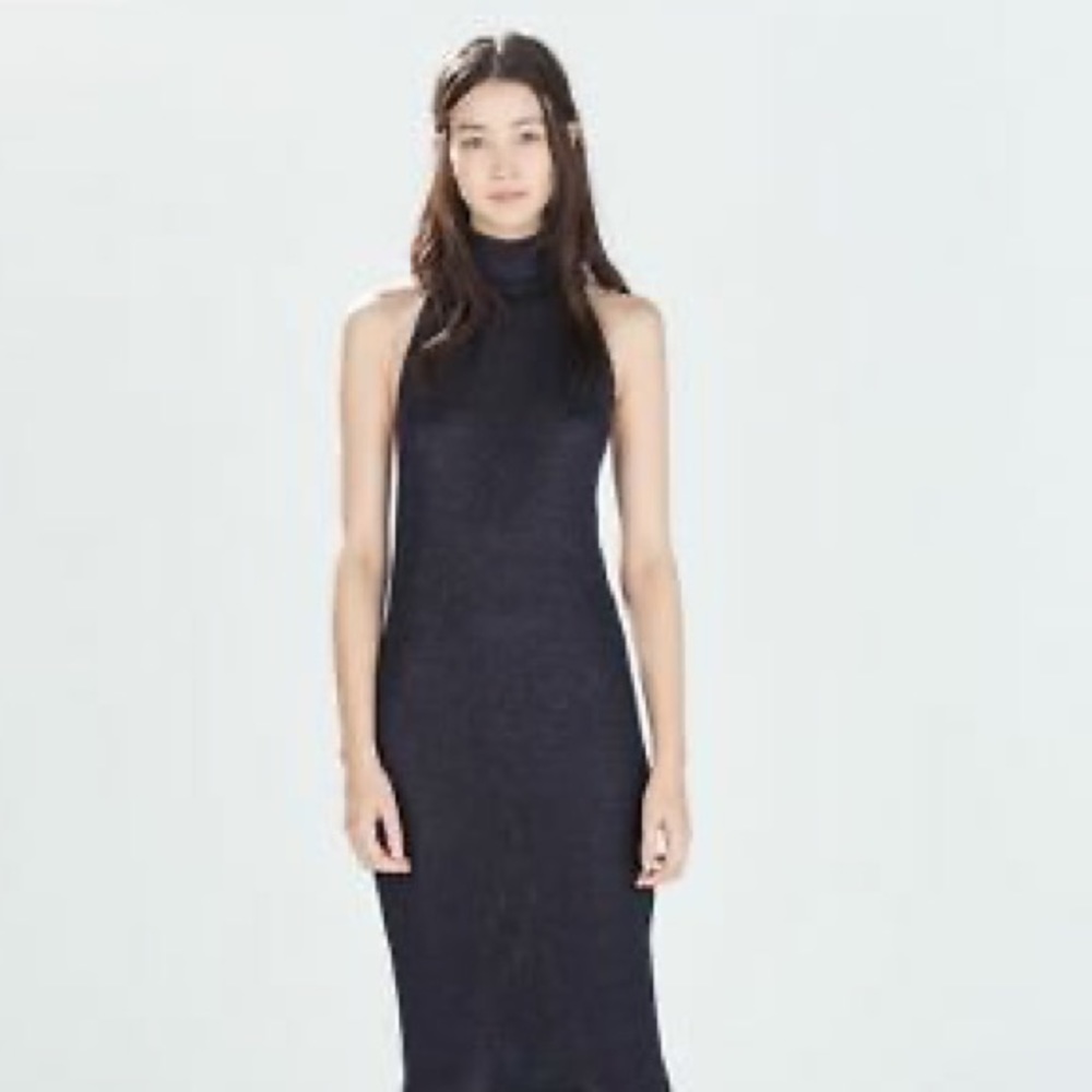 Zara Ribbed Knit Turtleneck Sleeveless Bodycon Dress Size Medium